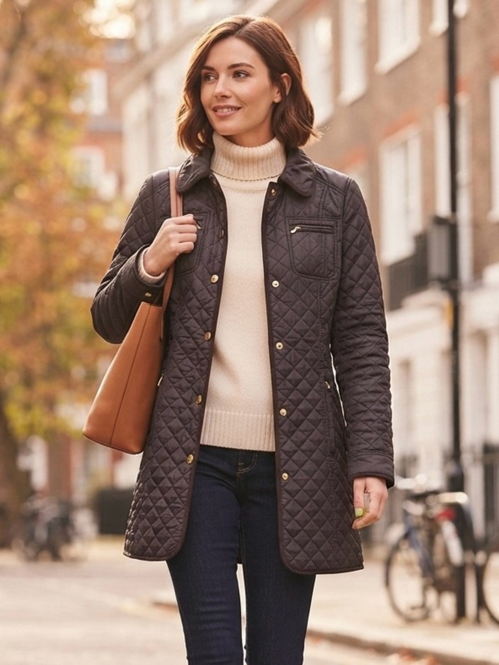 Hobbs London Chocolate Brown Quilted Jacket Barn Coat Equestrian Quite Luxury 12